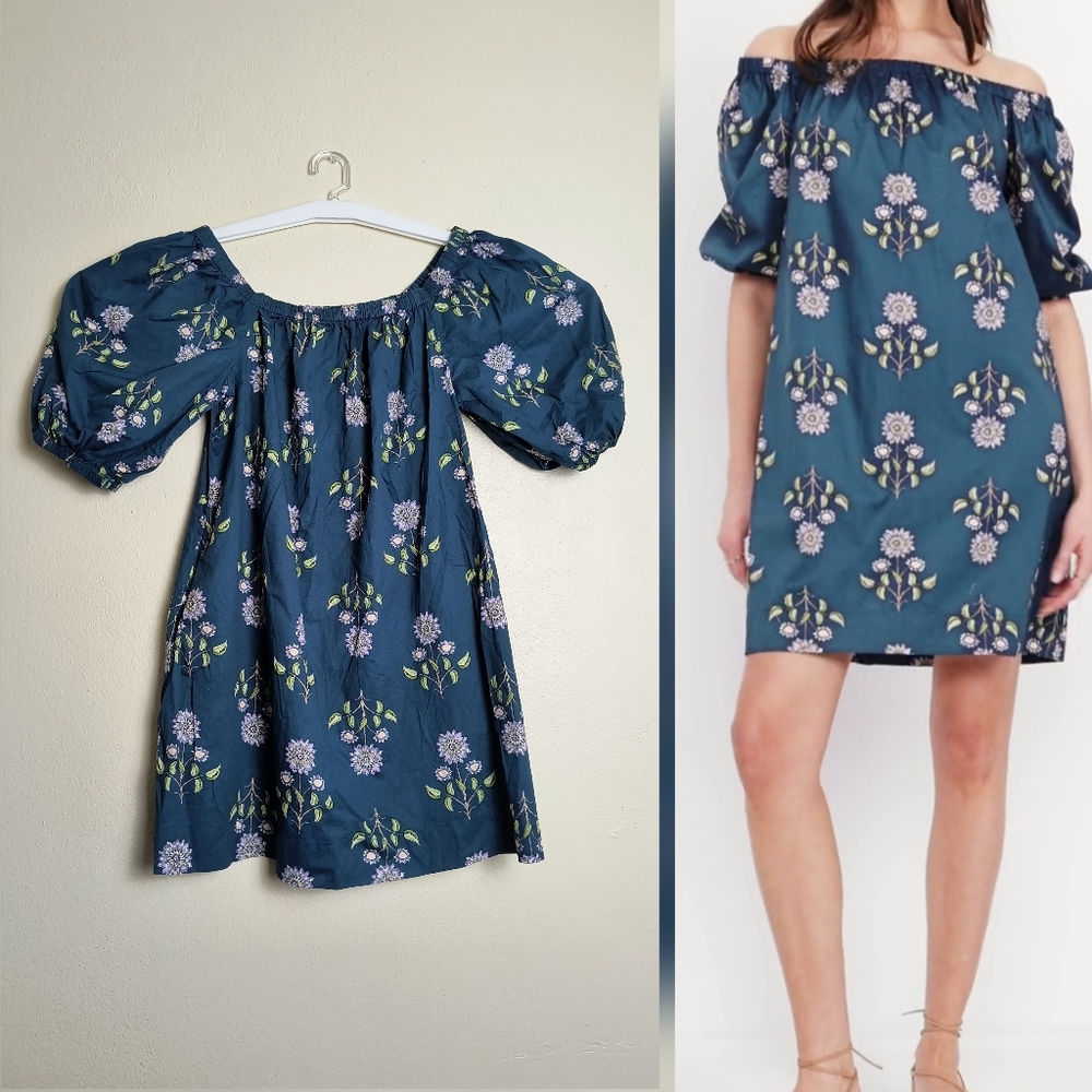 Floral Mini Swing Dress M Off The Shoulder